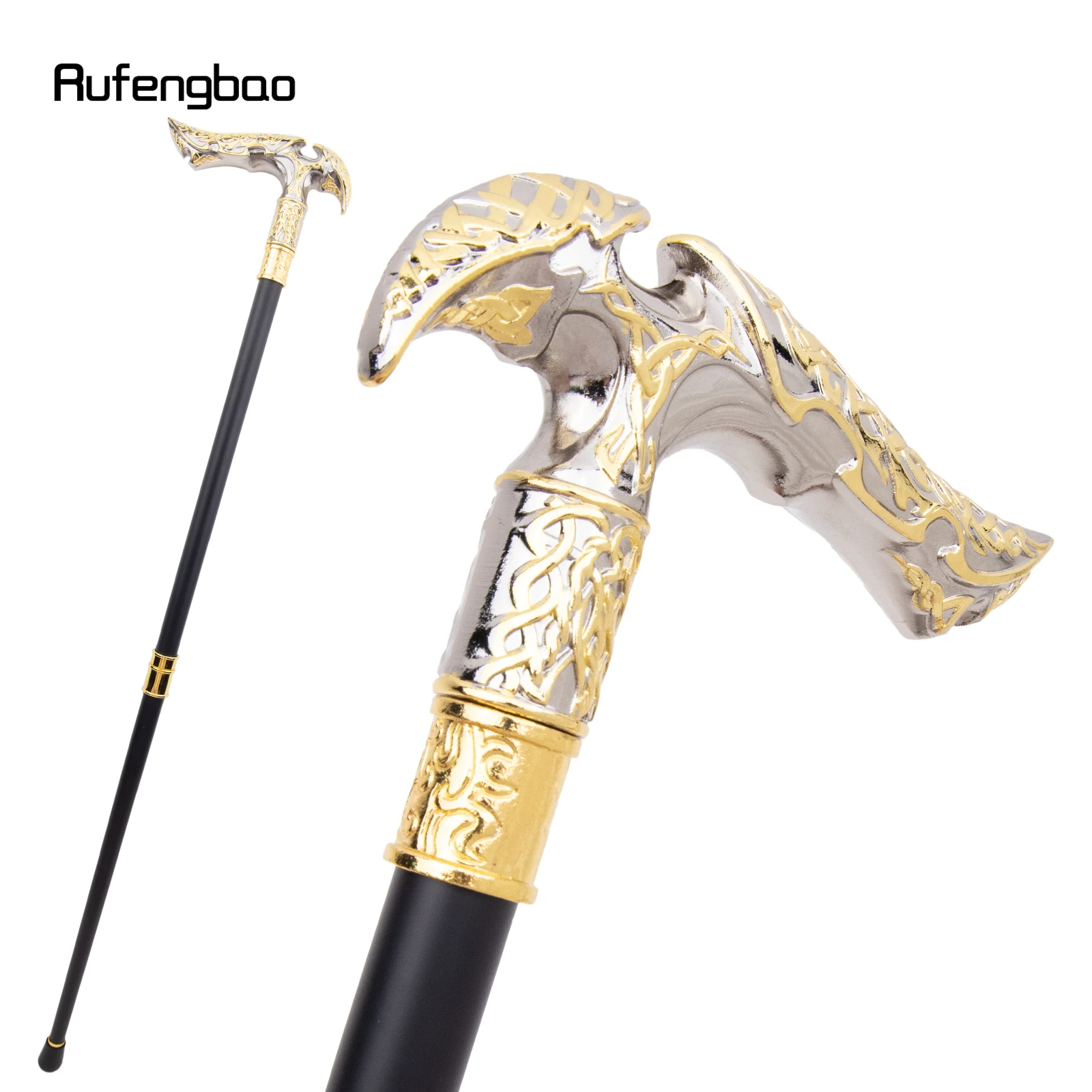 Golden White Luxury Curve Flower Walking Cane Fashion Decorative Walking Stick Gentleman Elegant Cosplay Cane Knob Crosier 92cm