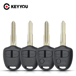 KEYYOU Remote Car Key Shell Blank Case For Mitsubishi Pajero Sport Outlander Grandis ASX MIT11/MIT8 Uncut Blade 2/3 Buttons