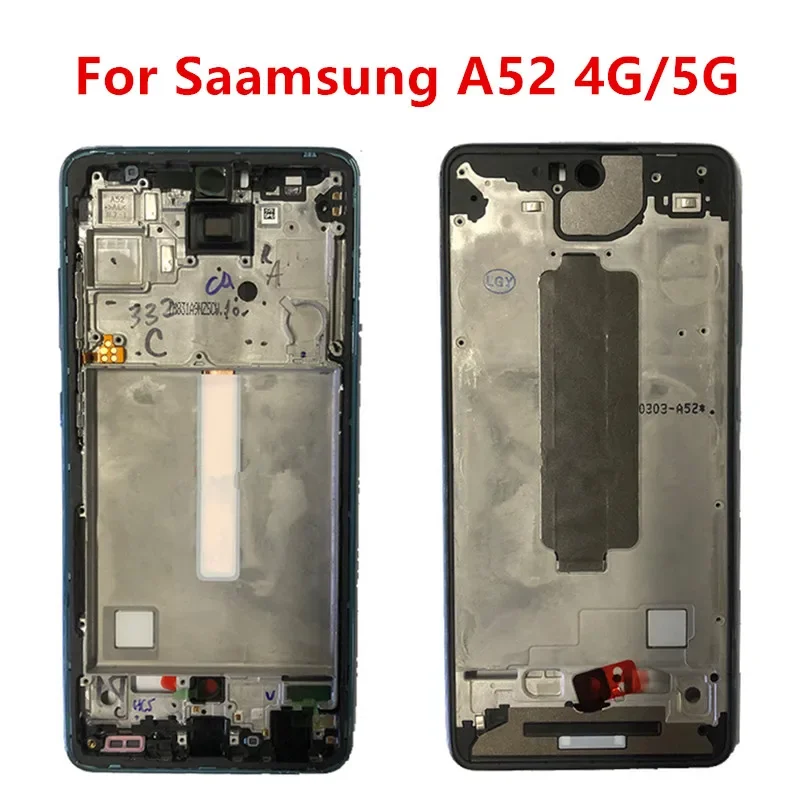 A 52 For Samsung Galaxy A52 5G 4G A525 A526 Middle Frame Housing Board LCD Faceplate Bezel Replace Repair Parts + Side Buttons
