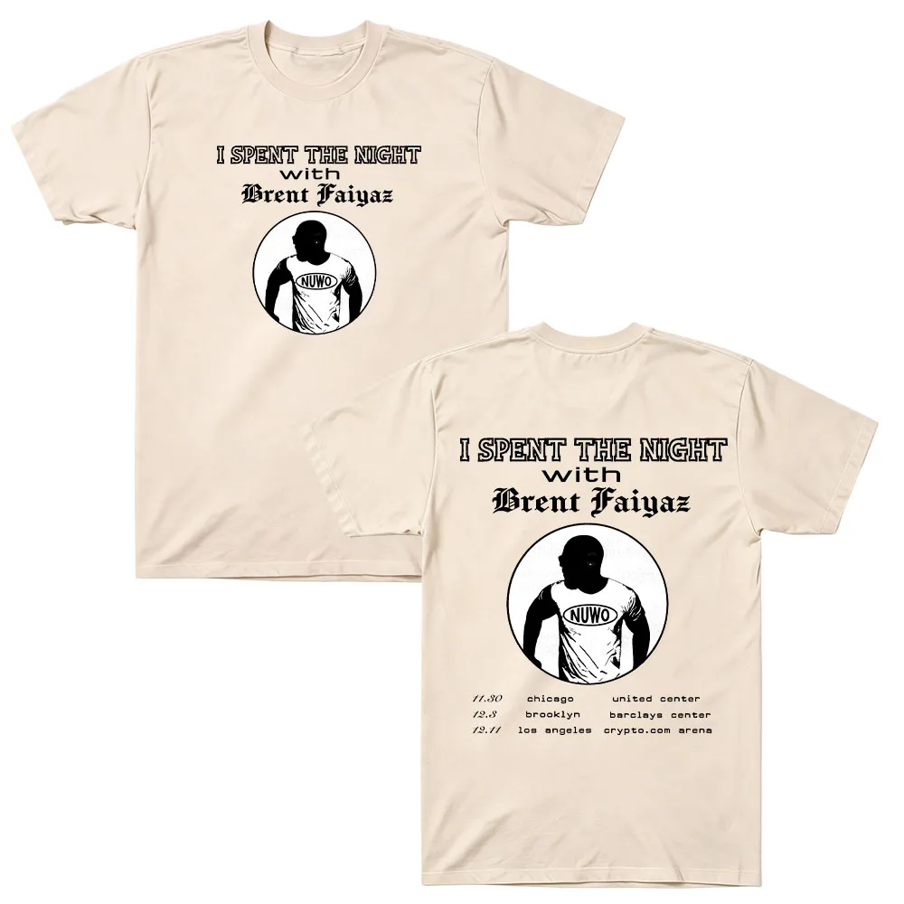 I SPENT THE NIGHT with Brent Faiyaz Tour 2026 T Shirt Cotton Unisex Vintage Graphic Tee Hip Hop R&B Music Short Sleeve Loose Top