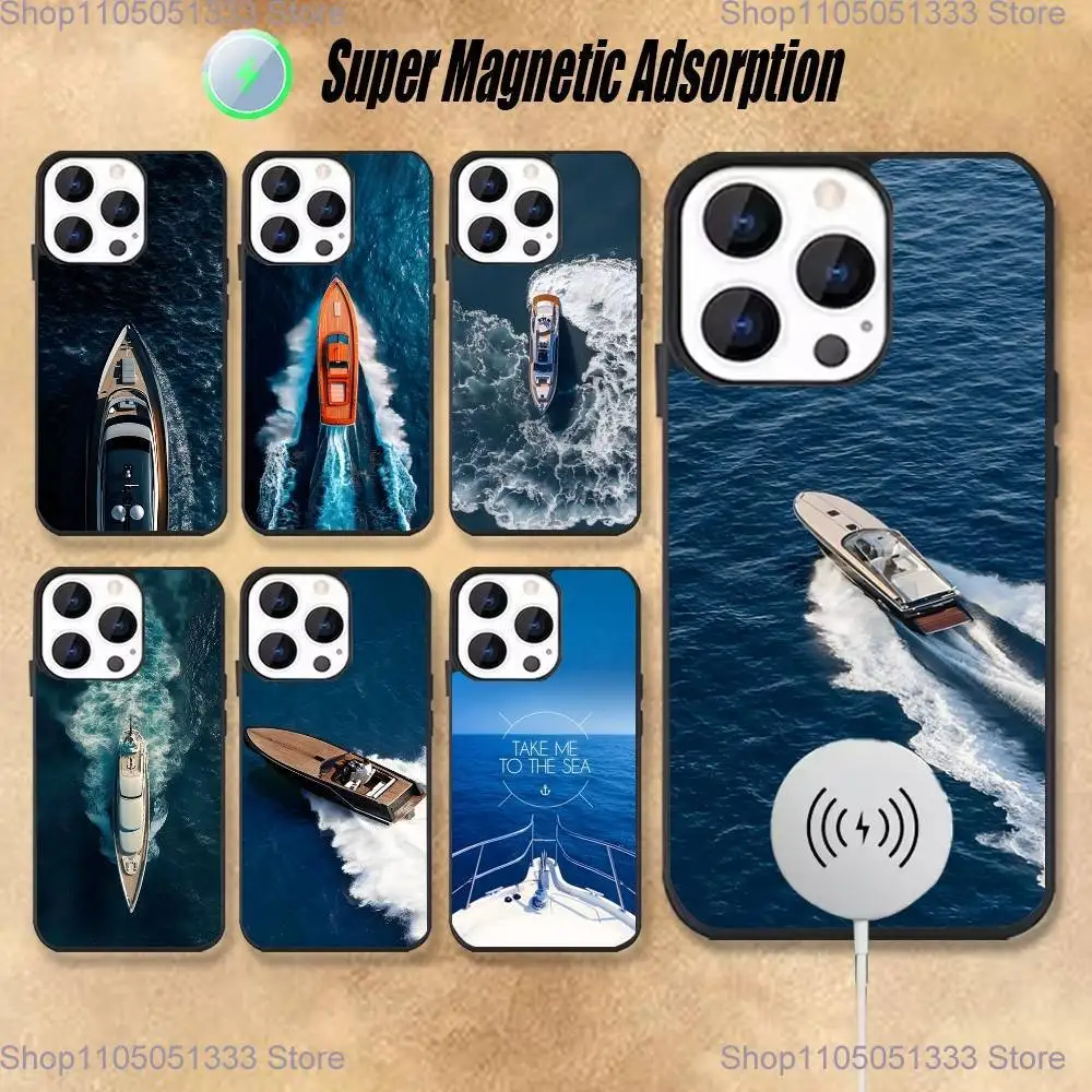 

Чехол для телефона Speedboat Cruise Ship для iPhone 17,16,15,14,13,12,11, Pro, Max, Plus, Mini, Magsafe, магнитный чехол для беспроводной зарядки