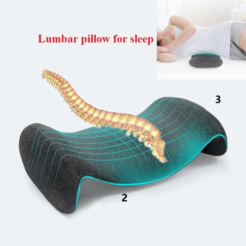 Low Back Pain Lumbar Pillow for Sleeping Pregnancy Pillow Memory Foam Side Side Sleeper Orthopedic Waist support Pillow Bed