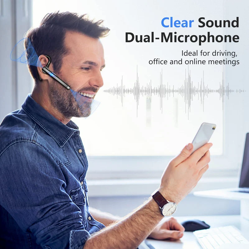 Wireless Bluetooth Headphones With Microphon Earphone ENC Noise Cancelling Handsfree Talking Headset Busines Auriculares Driving image 4