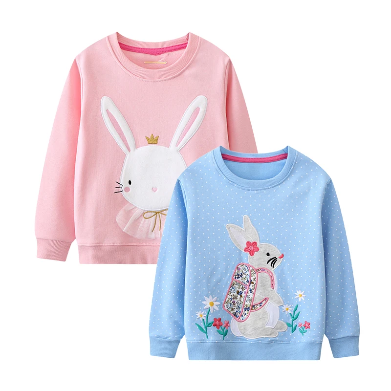 Little maven 2PCS Children Baby Girls Kids Clothes 2026 Autumn Spring New Cartoon Rabbits Tops Hoodies SweaterShirts 2-7 Years