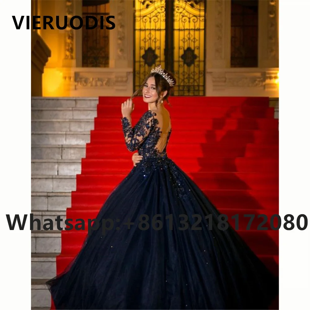 

Black Lace Long Sleeve Ball Gown Quinceanera Dresses Sweet 16 Prom Gowns Sweet 15 Vestido De 15 Anos Quinceanera