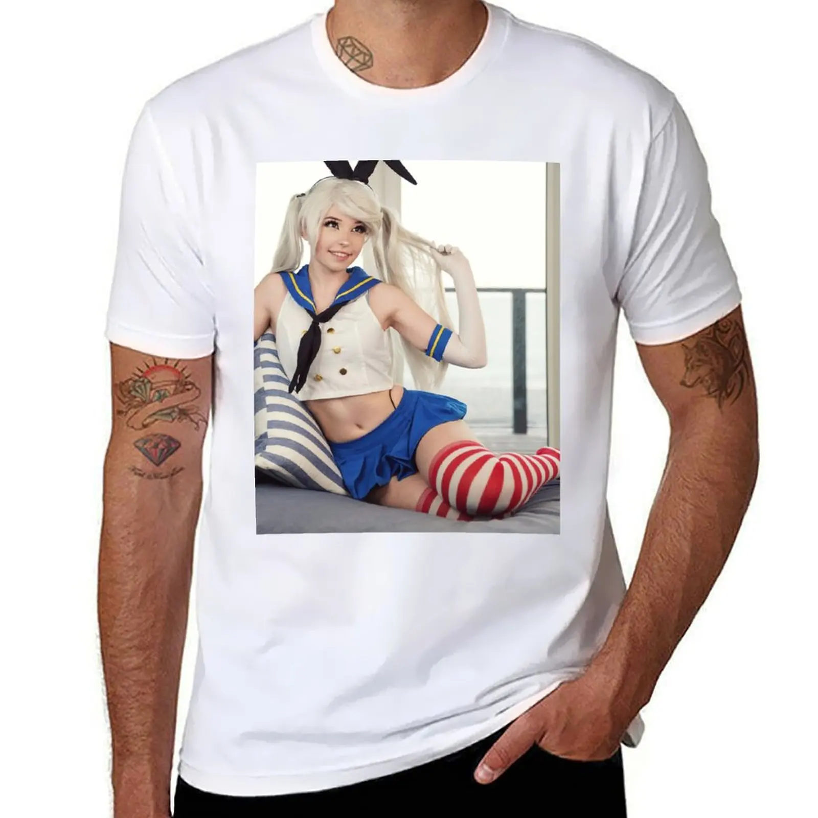 

Belle Delphine Shimakaze Azur Lane cosplay T-Shirt man t shirt designer cotton t shirts high quality T-Shirt