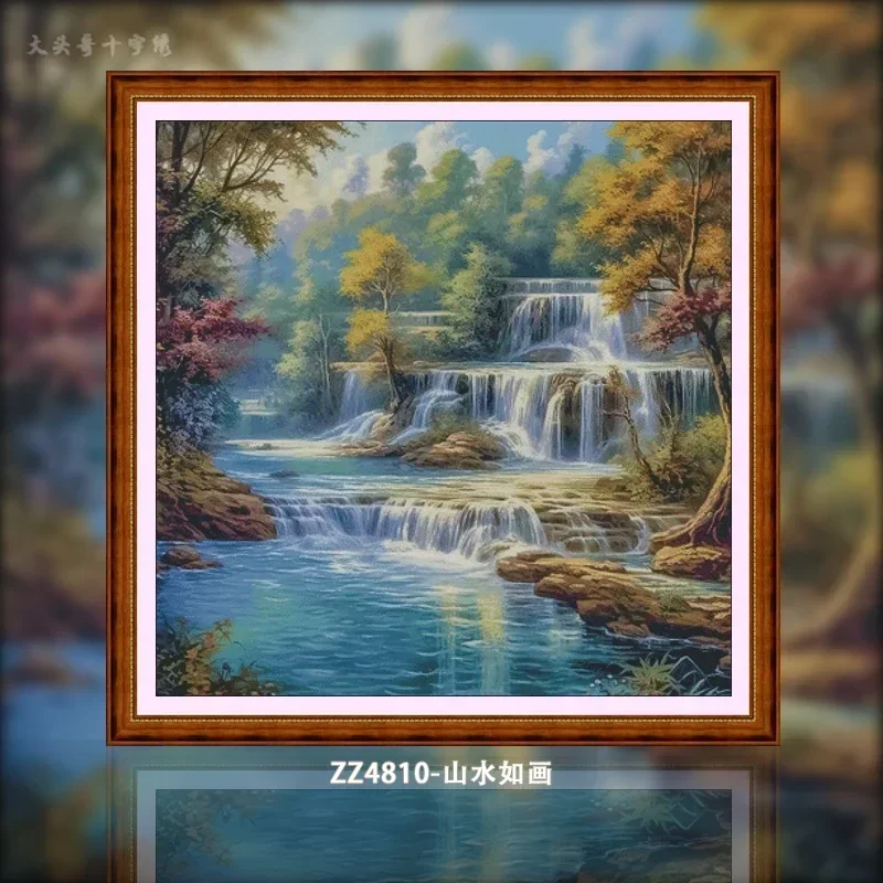 Stamped Cross Stitch Kit 14CT 16CT Pre Printed Canvas Cotton Thread DIY Embroidery for Wall Decor[ZZ4810-Picturesque Landscape]
