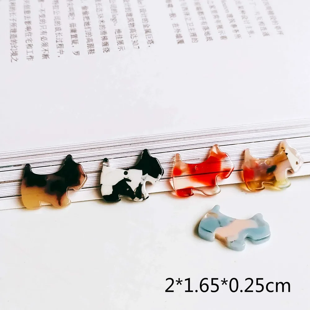 Dog Shape Resin Plastic Acetic Acid Eardrop Diy Material Pendant Necklace Earring Charms Jewelry Component 8pcs