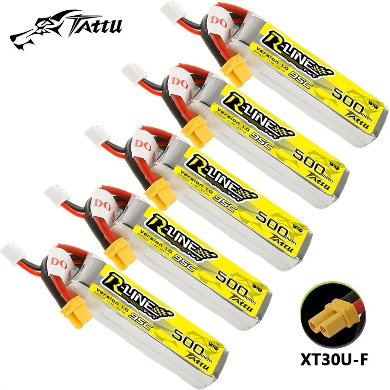 

TATTU R-LINE 1.0 2S 7.4V 500mAh 95C LiPo Battery For RC Helicopter Quadcopter FPV Racing Drone Parts 7.4V Rechargeable Battery