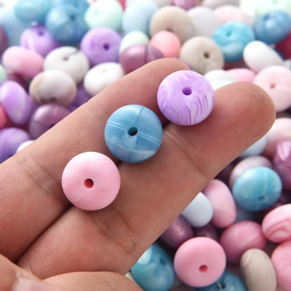 14mm 50Pcs Silicone Beads Food Grade Mini Abacus Saucer Loose Beads Baby Teether Necklace Pacifier Clip Jewelry Making Accessory