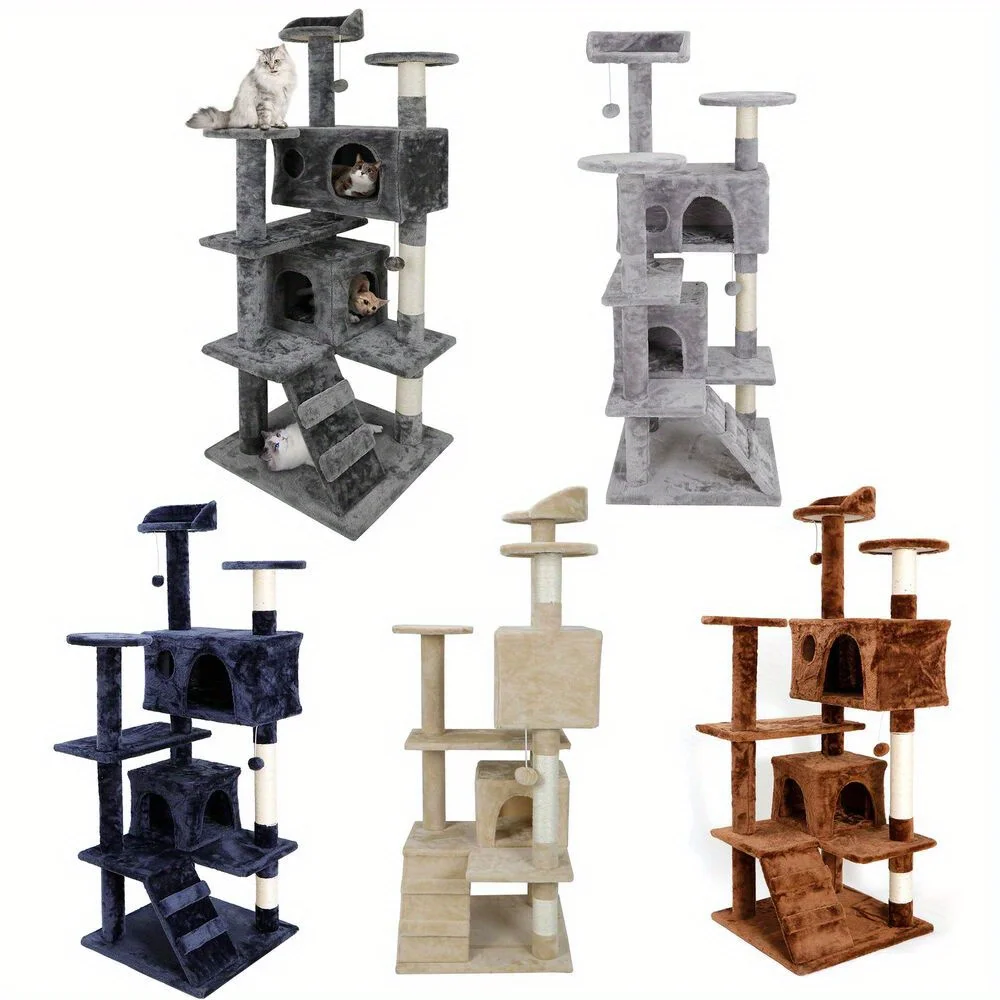 

Grey/Beige/Blue/Brrown 53" Cat Tree Tower Activity Center Playing House Condo