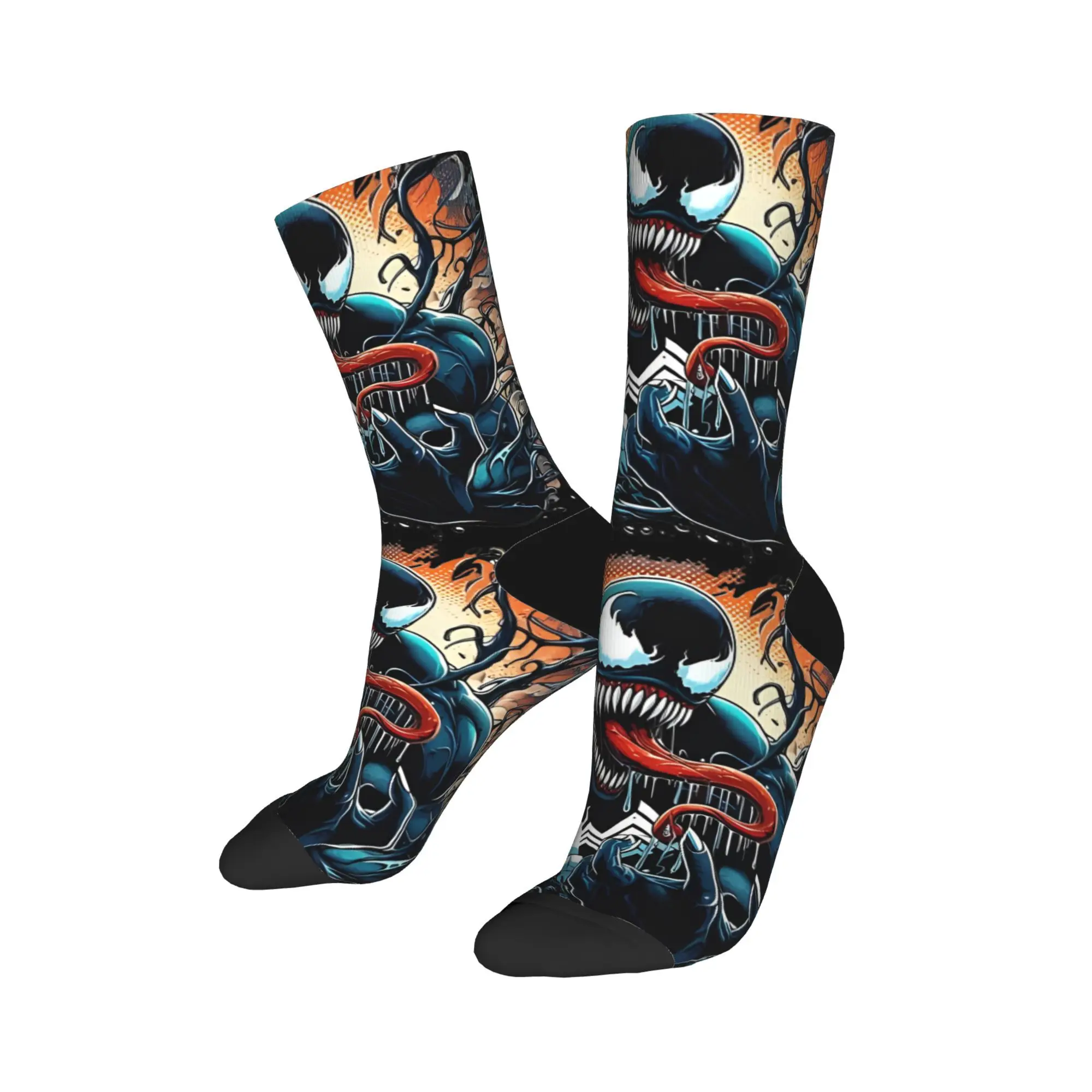 Winter Warm Crazy Design Unisex Venom Ready For Carnage Symbiote Parasite Socks  Non-slip Crew Socks