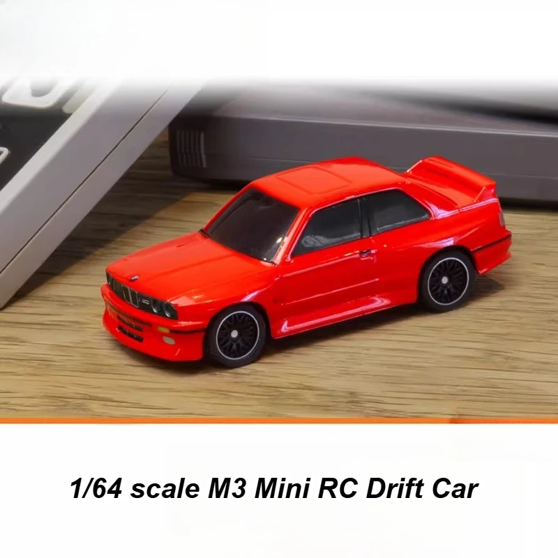 KABOLTE 1/64 Scale M3 Mini Simulation RC Drift Car 2.4G Remote Control Cool LED Lights Hard Shell Body Remote Control Toy Model