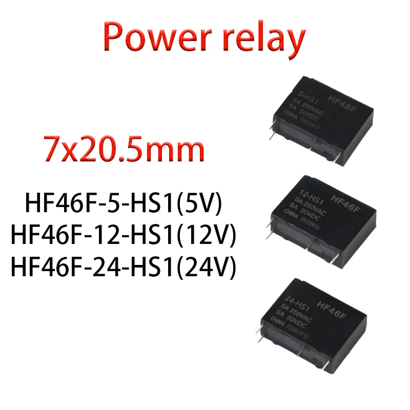 Relay HF46F -005 012 024-HS1 5V 12V 24V 5A250VAC 4-pin 5PCS