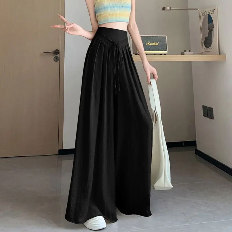 2024 Summer New Women's Skirt Pants Loose Commuting Casual High Waist Wide Leg Pants