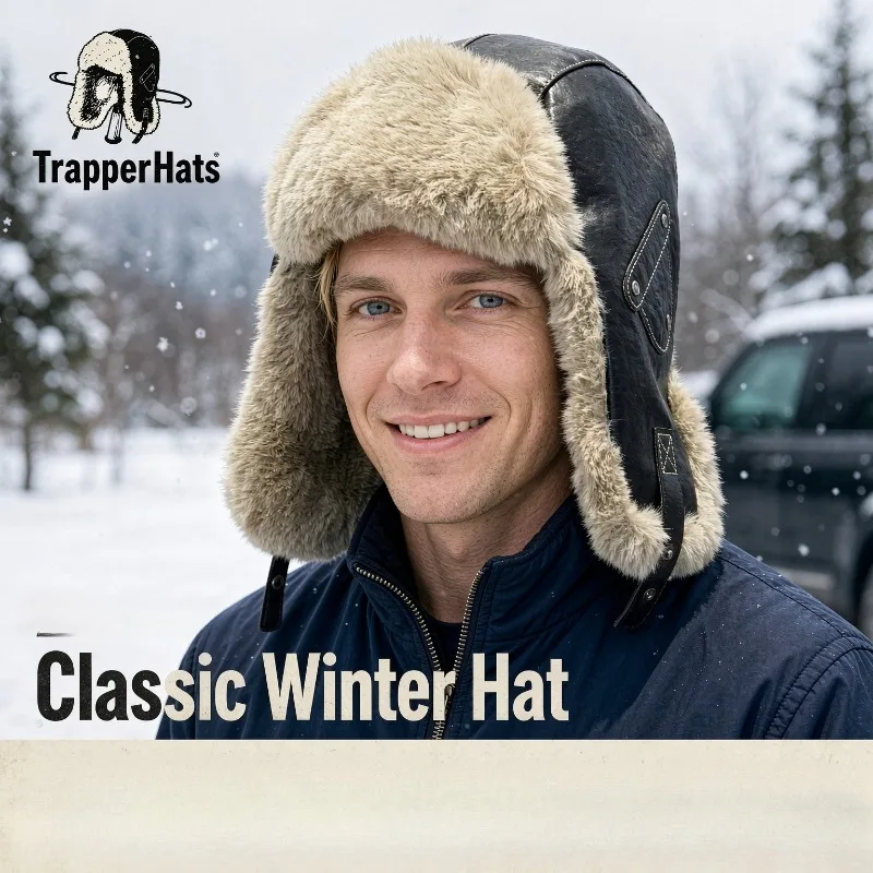 1 thick winter Lei Feng hat, comfortable and versatile, windproof and warm ear protection hat, unisex retro pilot hat