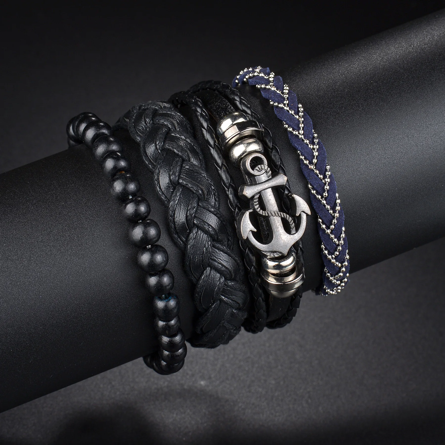 MeMolissa New Fashion Braided Wrap Leather Bracelets for Men High Quality Vintage Charm Wood Beads Ethnic Tribal Wristbands