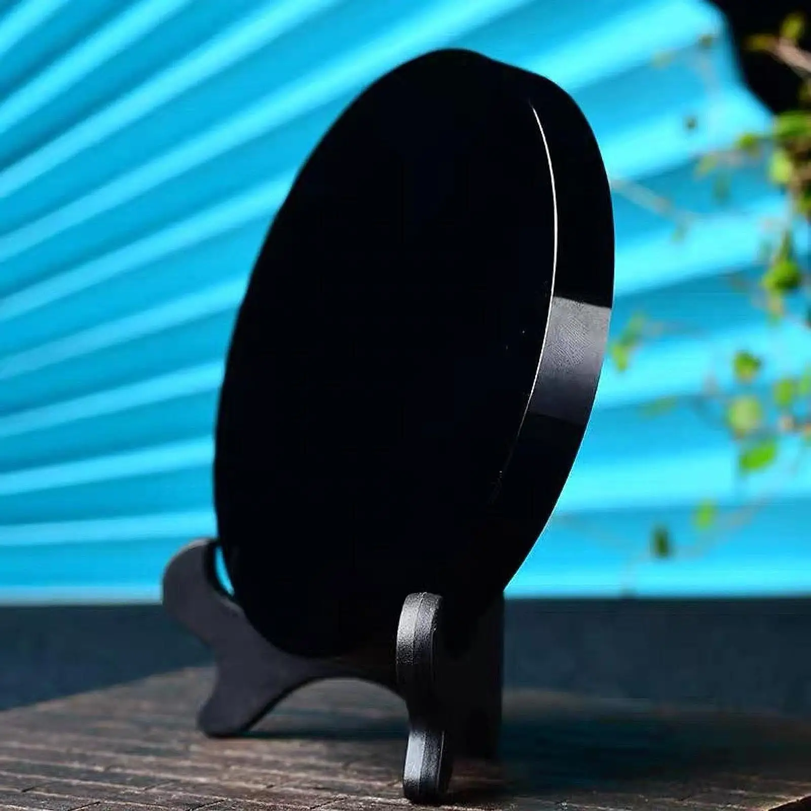 Round Plate Obsidian Mirror Polished Black Scrying Disc Home Decor Feng Shui Tool for Meditation Room