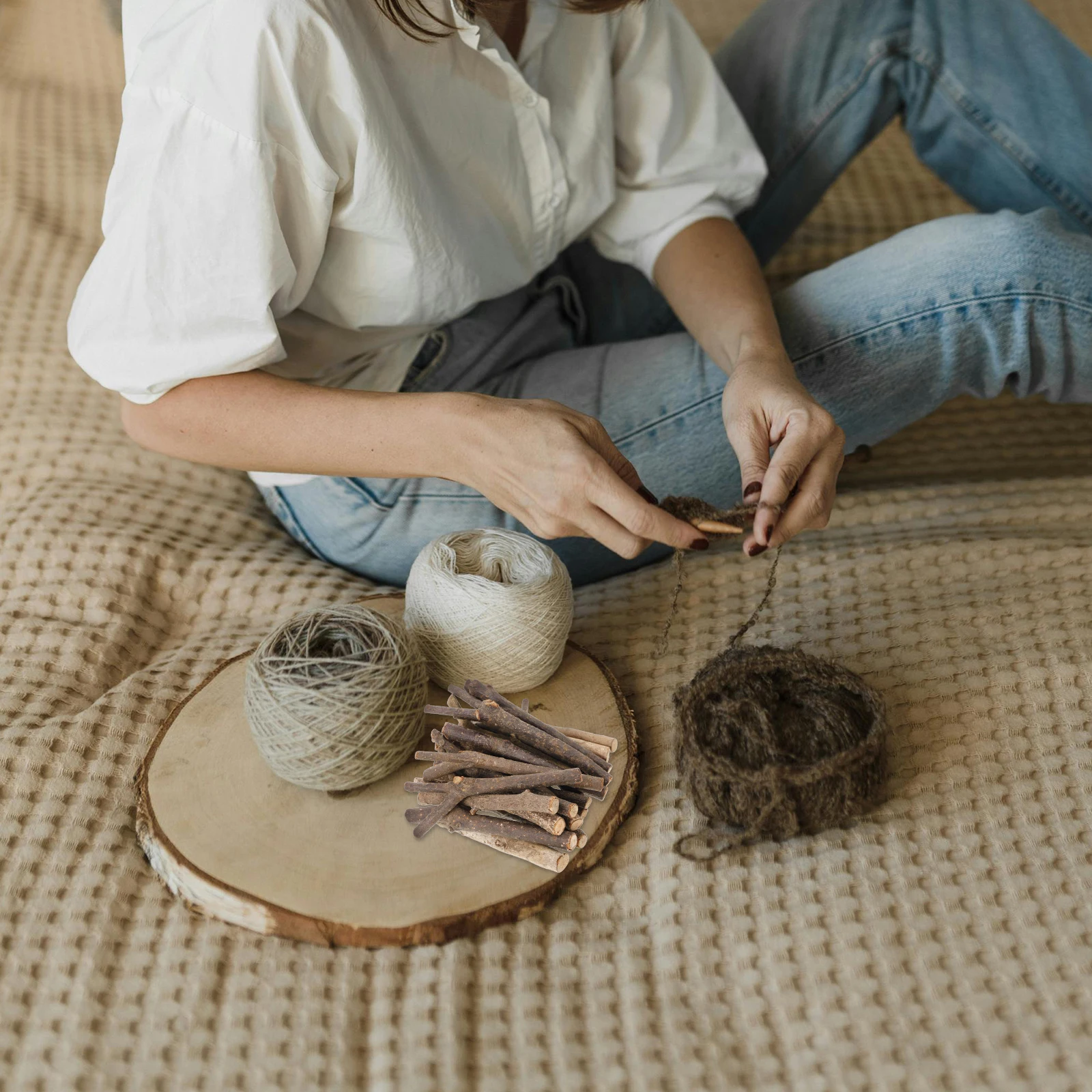 

20pcs Wood Twigs Sticks For Crafts Natural Wooden Sticks Diy Craft Material Handicraft Accessory Photo Props Woodworking Decor