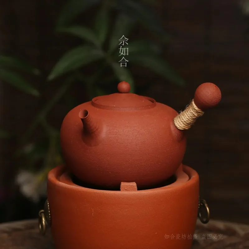 Red clay boiled water sand pot Chaoshan thin tire, left-handed outdoor fireplace side handle ceramic electric ceramic stove