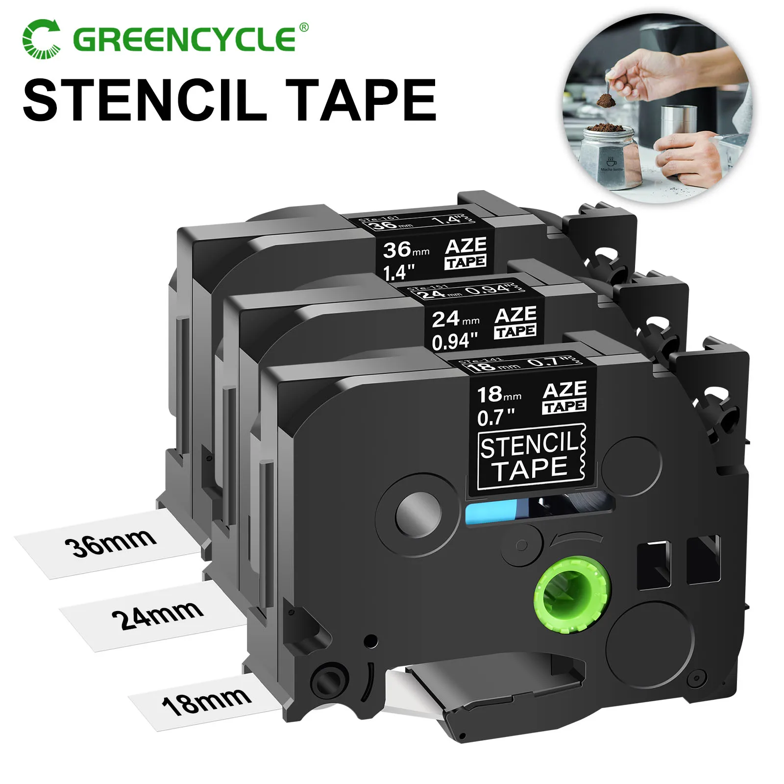 18mm-36mm Etching Stencil Non-Laminated Tape Compatible for Brother STE-141 STE-151 STE-161 Label Tape for P-Touch  PT1800 Maker