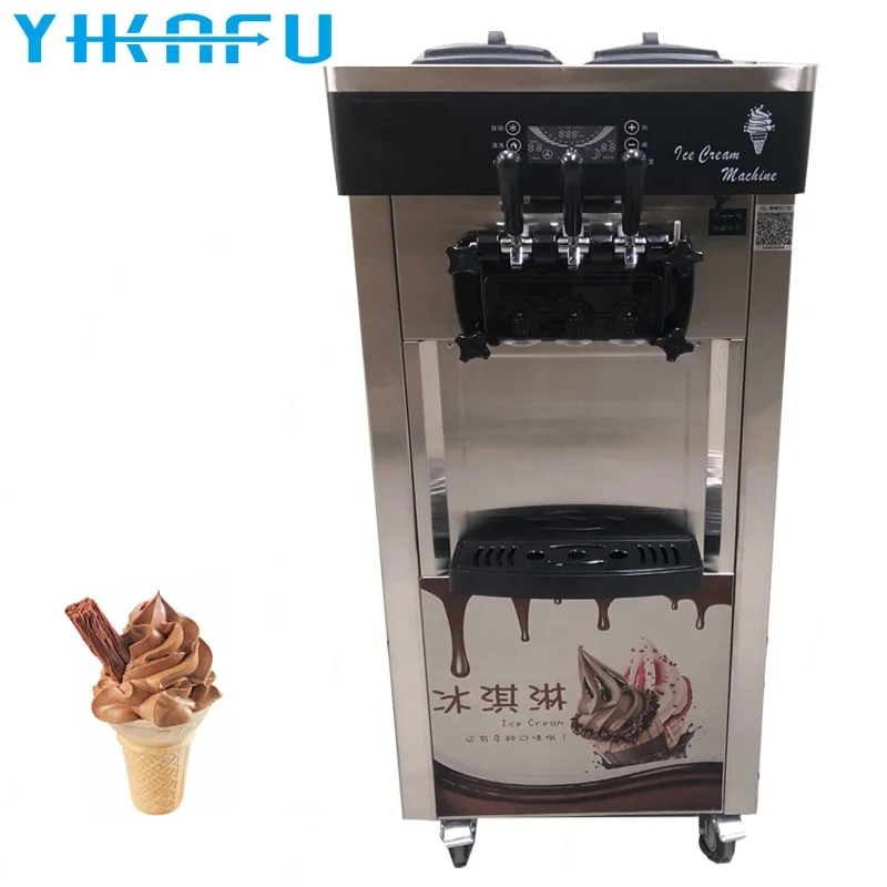 

Professional Commercial Electric Automatic Ice Cream Machine Maker 3 Flavor Soft Serve Outdoor Stainless Steel High Capacity