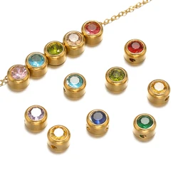 10pcs Stainless Steel Colorful Double Holes Diamond Spacer Beads for DIY Jewelry Bracelets Necklaces Making Supplies Wholesale