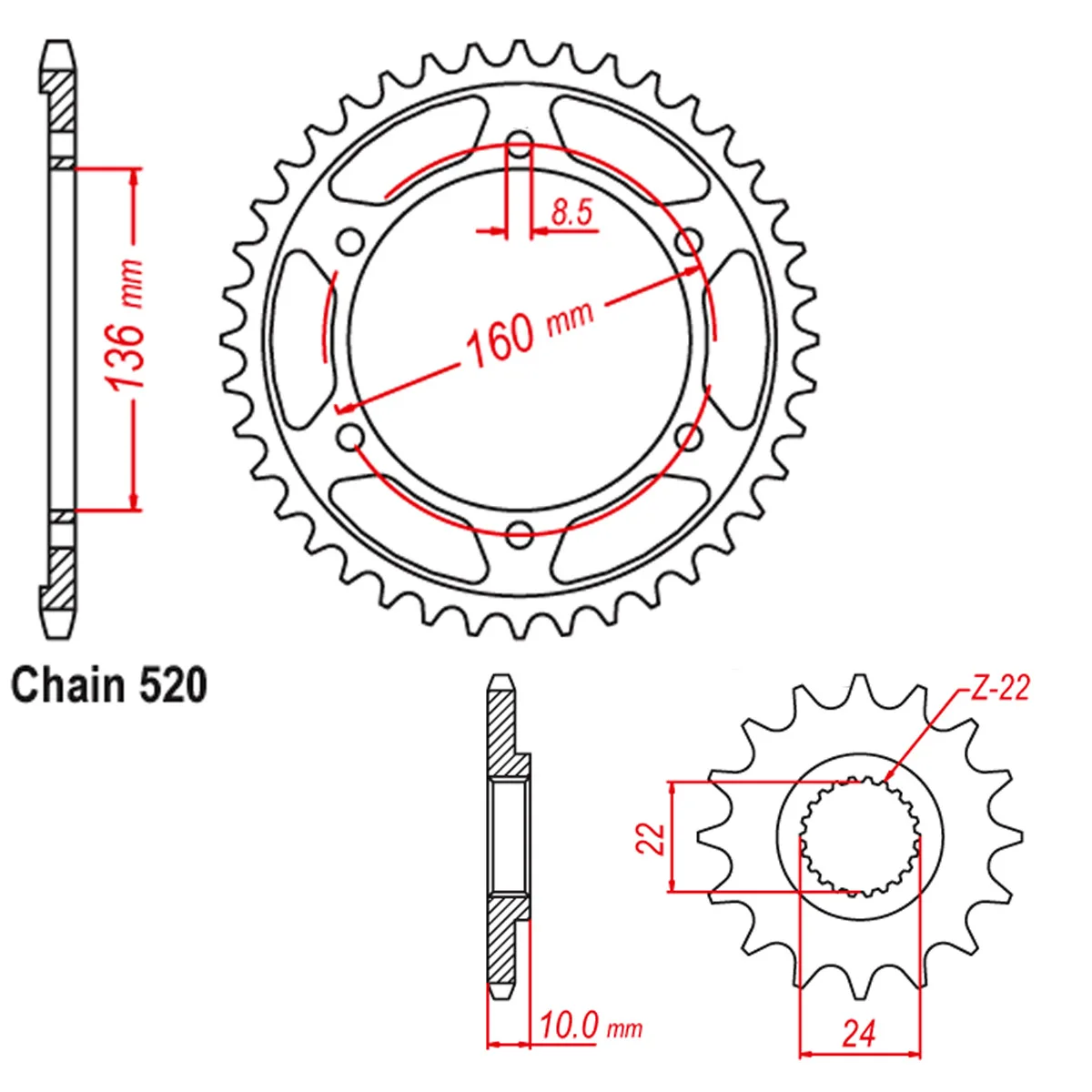 OZOEMPT（530-17T/42T）Motorcycle Front And Rear Sprockets For phTrium 900 Trophy 1996 1997