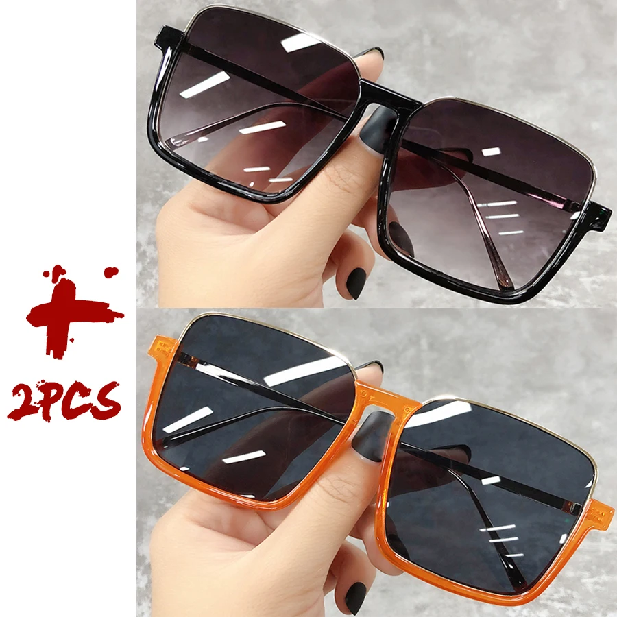 Sonnenbrille Damen 2026 – Große quadratische Fassung, luxuriöses Markendesign, Farbverlauf, Vintage-Sonnenbrille für Damen, Herren, Unisex – Detail 25