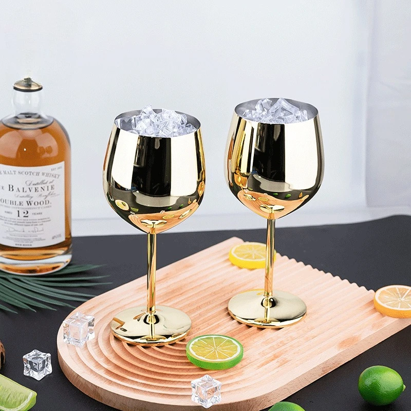 

450ml Rainbow Stainless Steel Luxury Wine Glasses Gift Set of 2/4 PCS Shatterproof Cocktail Goblets for Parties, Outdoor, Bar