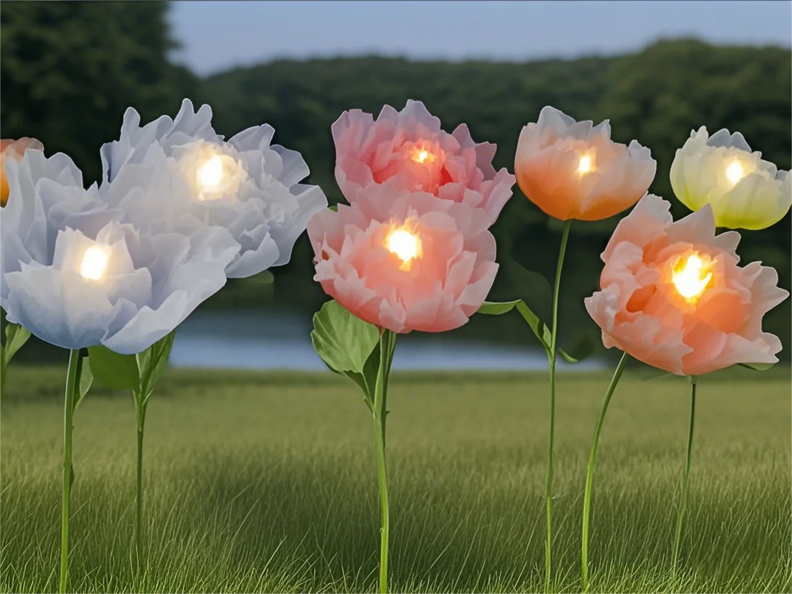 Silk Peony Flower for Window Decoration, Automatic Opening and Closing, Artificial Flower, Wedding Event Stage, Birthday