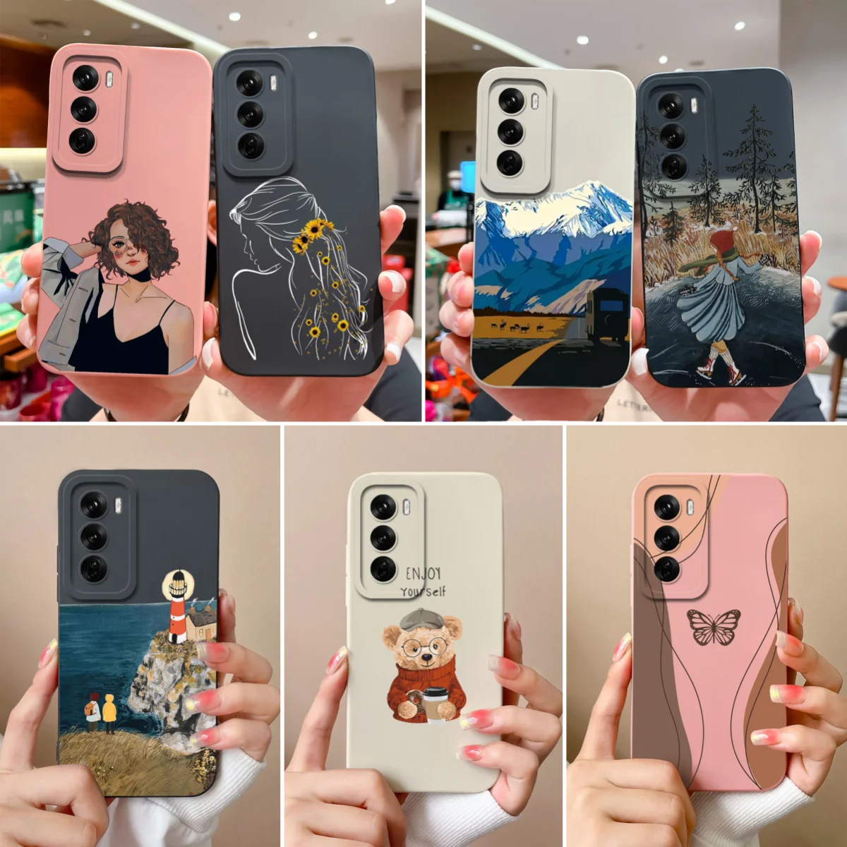 For OPPO Reno12 Pro 5G Case Fashion Pretty Sweet Girl Soft Liquid Silicone Protective Phone Covers For OPPO Reno 12 12Pro Fundas