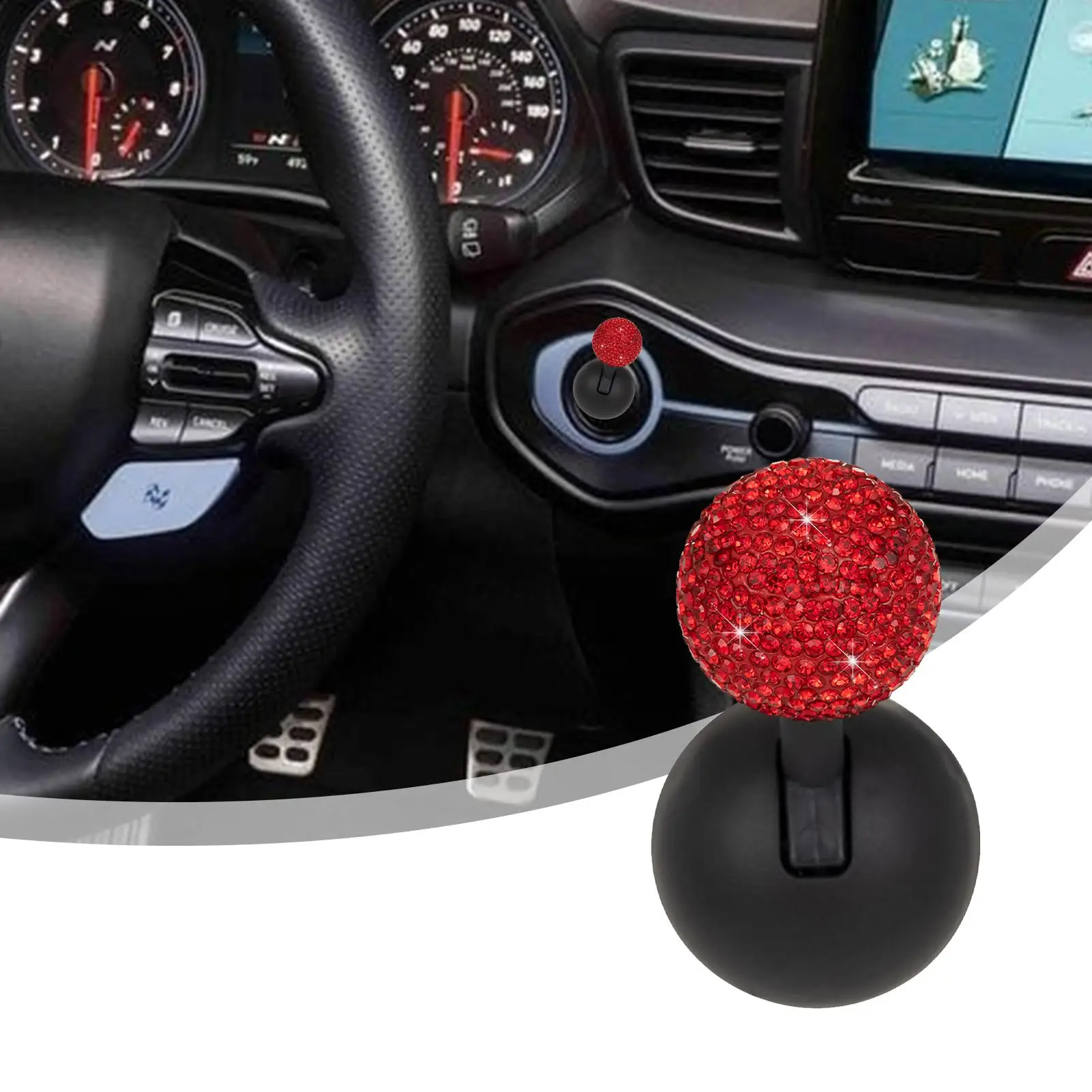 Tombol Tekan Mobil untuk Memulai Rocker Dekoratif Satu Tombol Mulai Bola Berlian Imitasi-bar Mobil Joystick Mulai Satu Tombol untuk Truk, SUV, RV