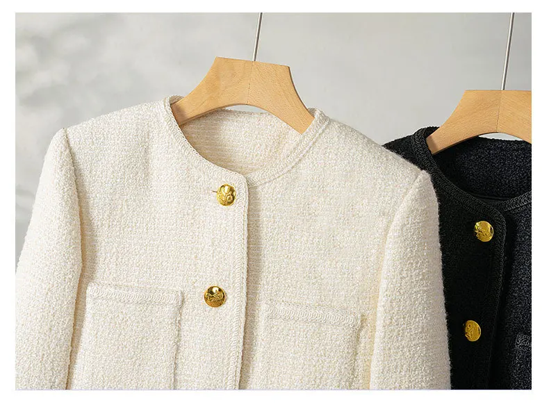

Hepburn-style inspired jacket 2025 autumn new style wool tweed light luxury elegant top outerwears ropa mujer blazer mujer traf