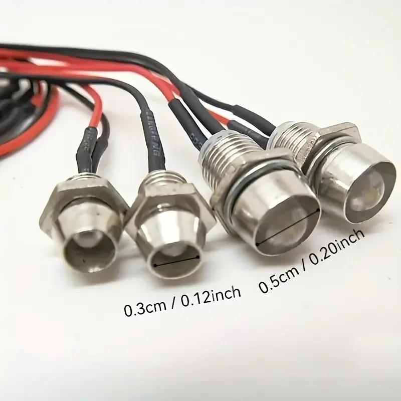 طقم إضاءة LED 3 مم/5 مم لسيارة RC - مصابيح أمامية حمراء/بيضاء، 4 مصابيح أمامية LED مع قابس فوتابا، ملحقات سيارة طراز DIY