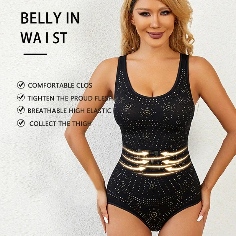 Body sin costuras estampado de talla grande moldeador de barriga moldeador de vientre plano adelgazante de cuerpo completo corsé ropa interior mujer camiseta sin mangas