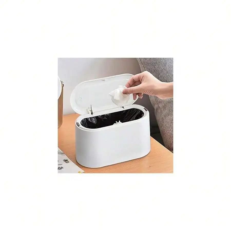 

Mini Trash Can With Lid Removable Small Plastic Garbage Bin For Bathroom Office Kitchen Desk White