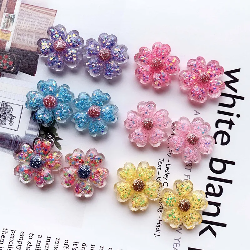 

10Pcs Kawaii Crystal Glisten Flower Resin DIY Shoes Hat Icebox Barrette Mobile Phone Case Scrapbook Cream Glue Flat Back Resin