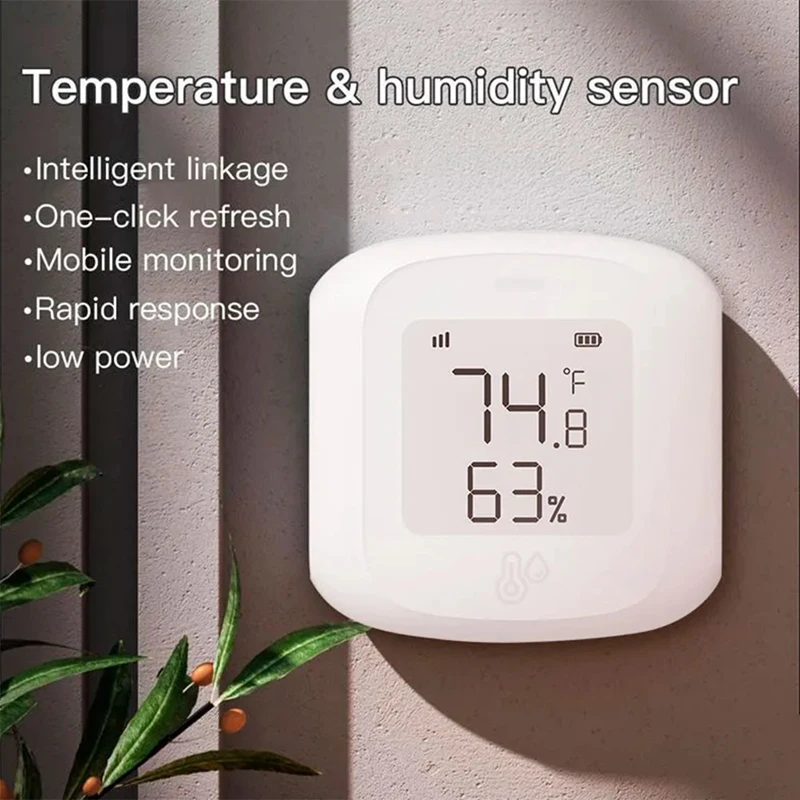 Zigbee Tuya pendeteksi nirkabel cerdas, detektor nirkabel Sensor temperatur dan kelembapan LCD, mendukung rumah