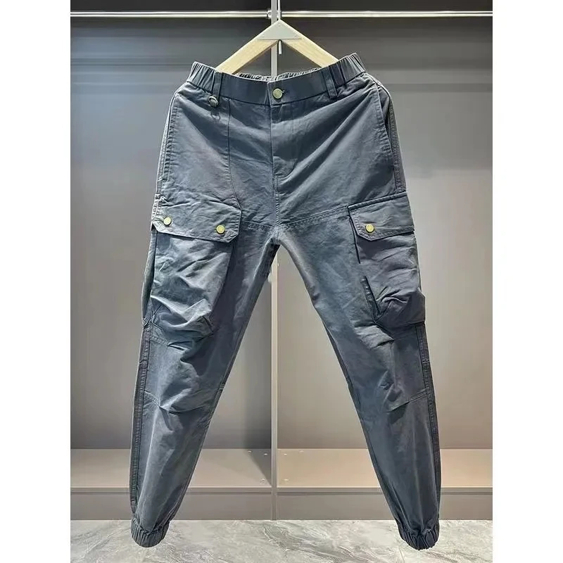 Men Clothing Spring Autumn All-match Multi-Pocket Overalls Men Fashion New Loose Bundle Feet Casual Pants Pantalones Tipo Cargo