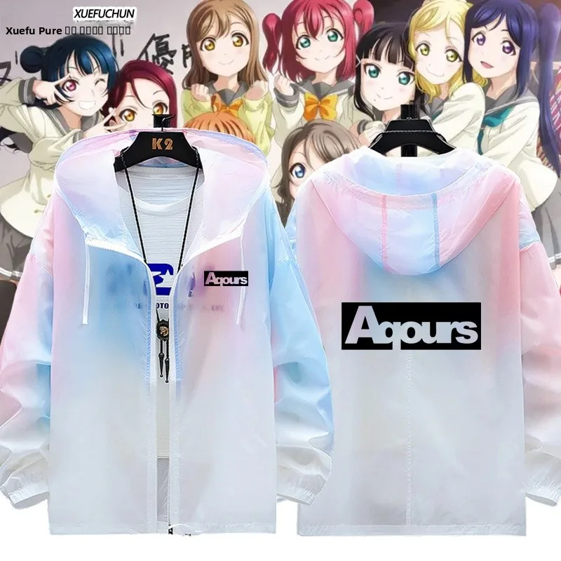 

LoveLiveSunine Aqours Logo ex Lightweight Sun Protection Jaet Breathable Polyester Nylon Cosite Fiber Long Sve ...
