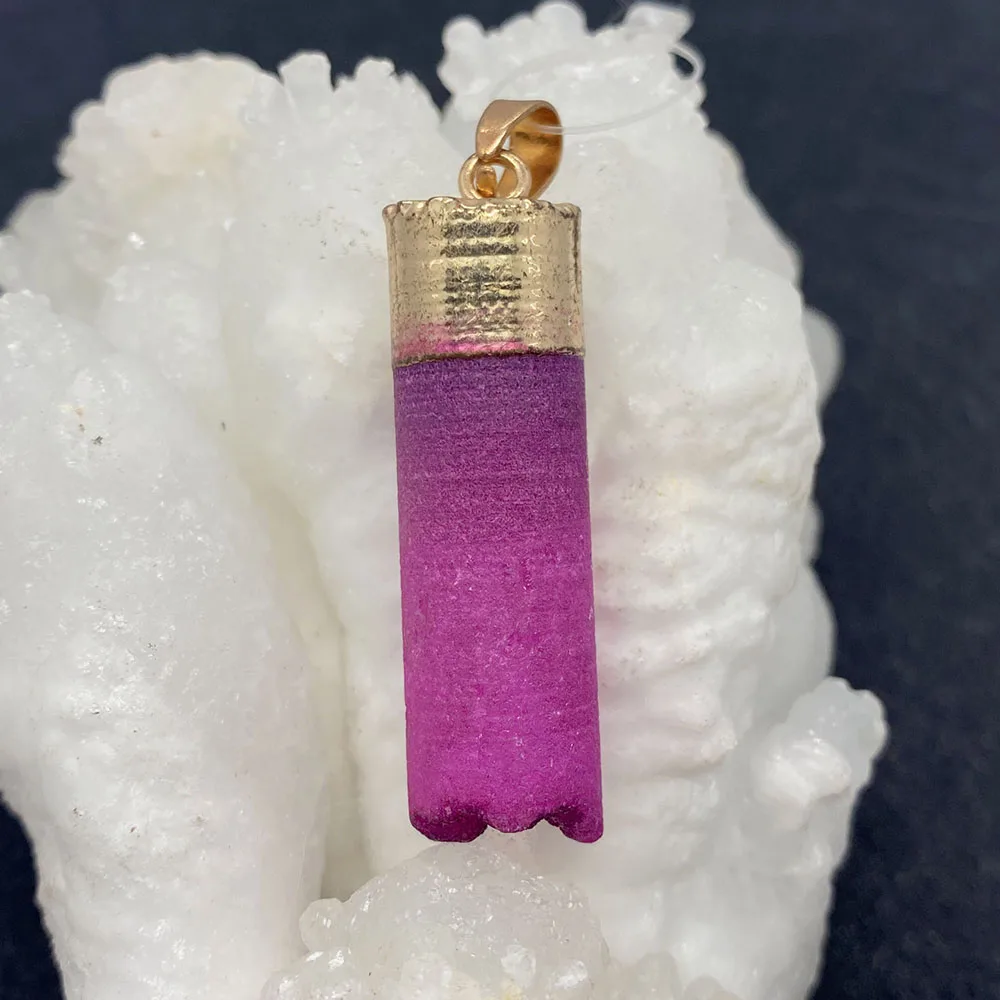 Wykwintne naturalny kamień cylindryczny nieregularny wisiorek 13-40mm urok kryształ matowy biżuteria naszyjnik DIY kolczyki akcesoria