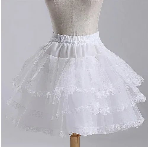 Tulle Short Knee Length Crinoline Petticoat 3 Layer Underskirt,Maid/Ballet/Lolita Dress