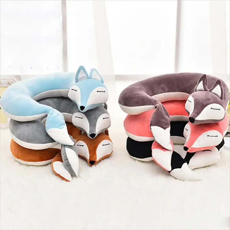 1 Pcs U Shape Neck Travel Pillow Cute Fox Pillow Hug Sleeping Pillows Ornamental Pillow Office Sleep Pillow 30*30*8CM