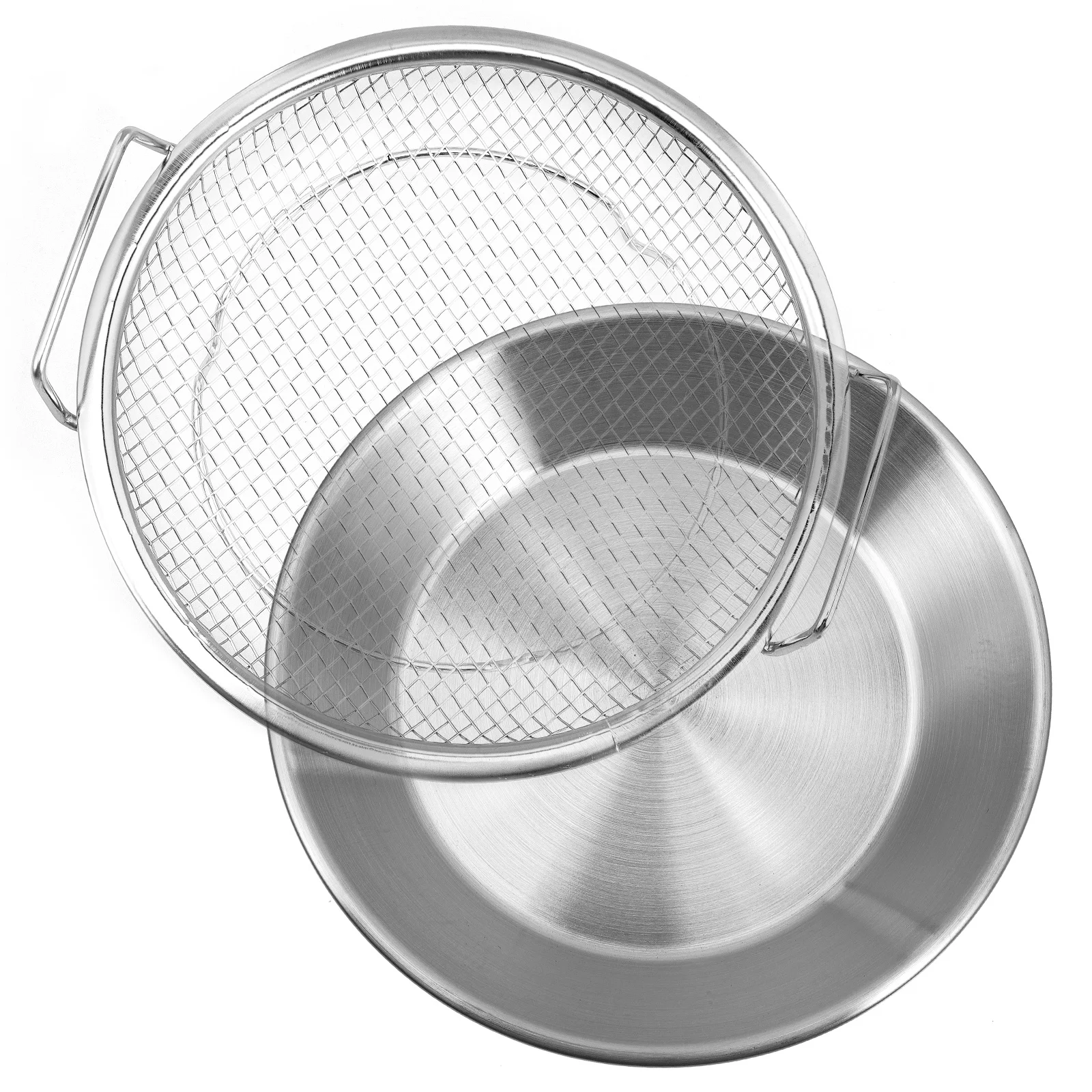 

1Set Stainless Steel Oil Draining Tray Tiered Double Layer Fried Food Plate Filter Net Snack Serving Dish Stainless Steel Plate