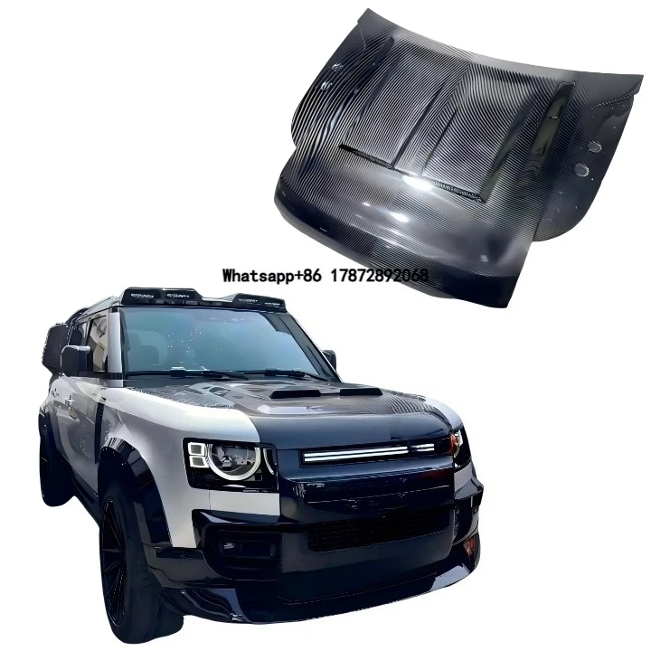 

New Defender Carbon Fiber SVR Hood Engine Cover for Defender 90/110/130-Black Screw-On Attachment Screws-Direct Factory Order