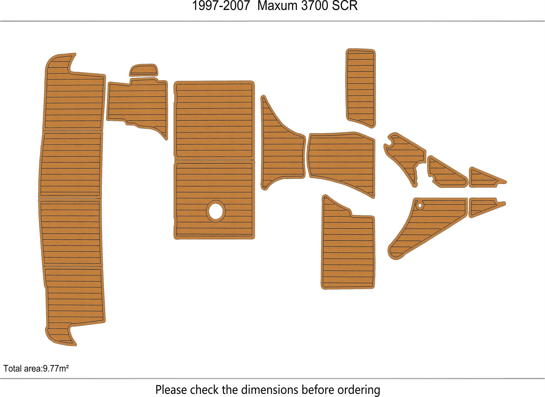 Non-Slip EVA Faux Teak Marine Mat Self-Adhesive 6mm Yacht Cockpit Pad for 1997-2007 Maxum 3700 SCR Boat Decking Easy Install