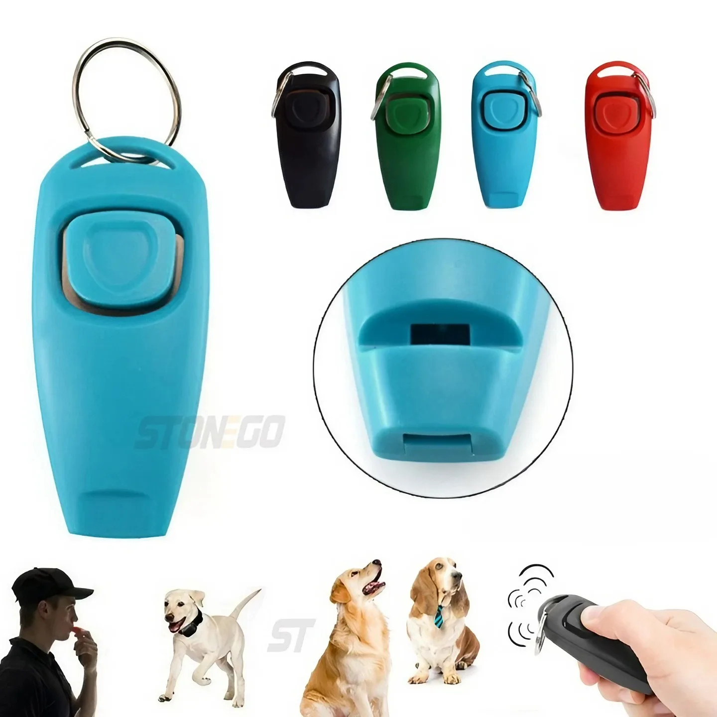 2‑in‑1 Dog Training Clicker & Whistle, Multifunctional Pet Trainer Tool with Keyring, Puppy Training Flute Clicker Pet Supplies