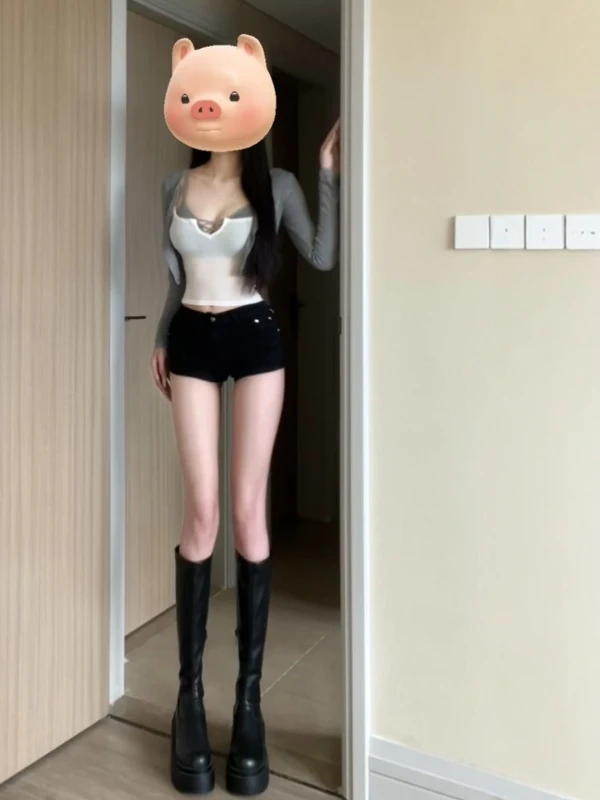 

Retro Unique Beautiful Knitted Open Cardigan White Vest Inner Wear Three Piece Set Spring Fashionable Whole Set Women's Wear