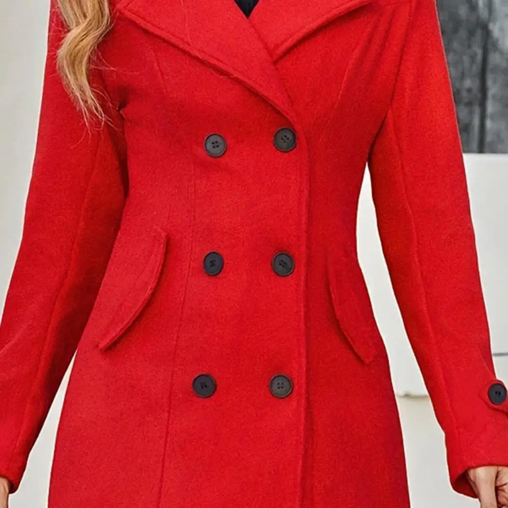 Abrigo de invierno para mujer, abrigo largo de lana, Peacoat de doble botonadura, gabardina clásica con solapa de muesca para Otoño e Invierno, abrigo informal